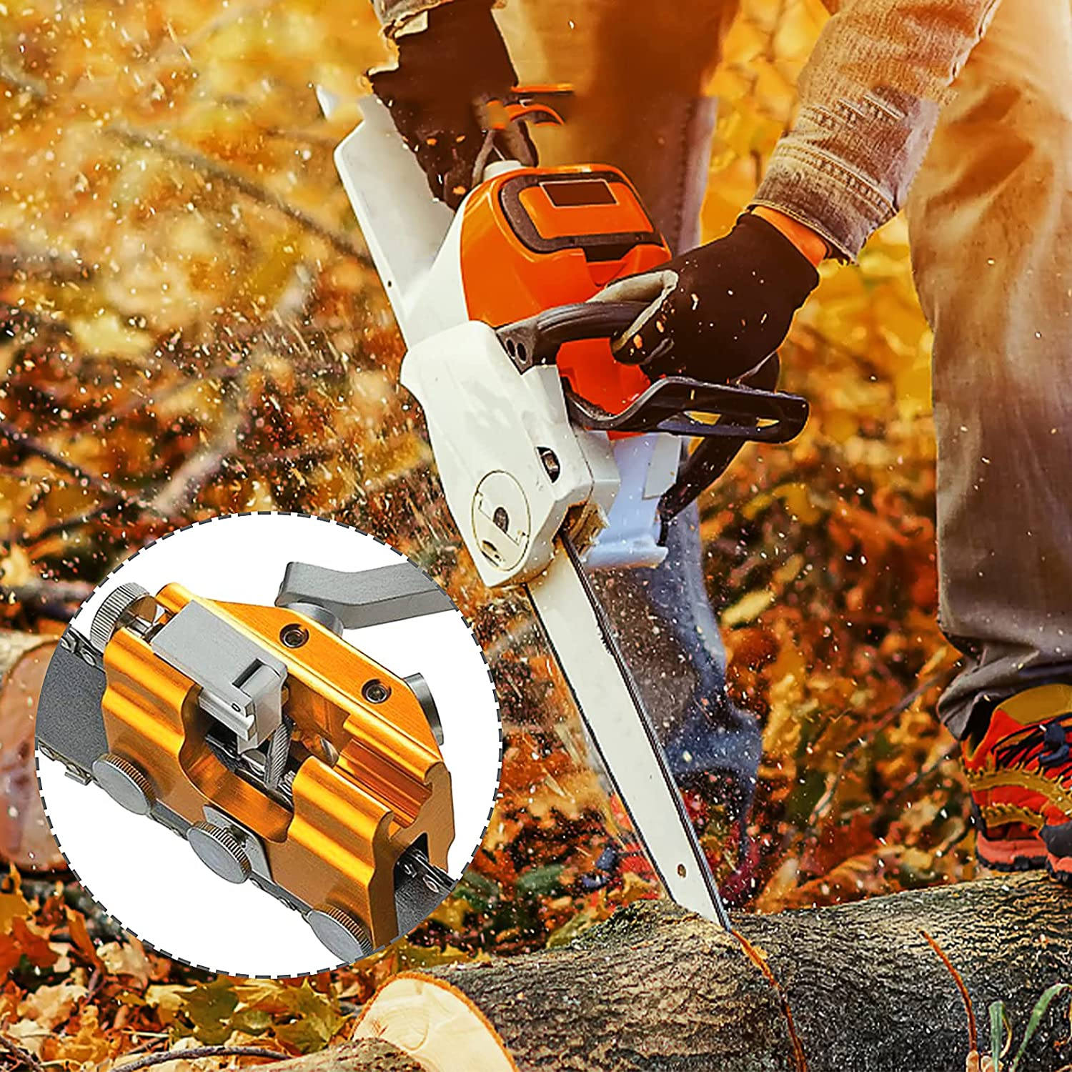 チェーンソー 目立て チェーンソー 目立て機 手動チェーン研ぎ器 電動チェーンソーに対応 釘型 汎用タ..