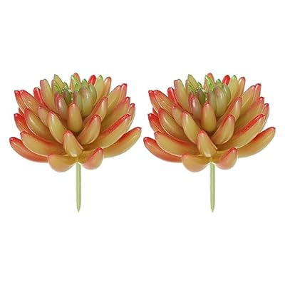 L 人工多肉植物 2パック フェイク多肉植物 鉢植えなし リアルな質感の多肉植物 家庭菜園装飾用 レッド