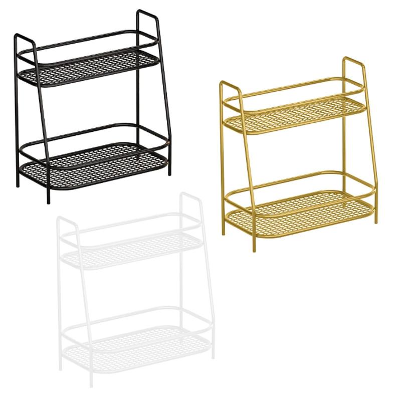 2段スパイス収納ラック.調味料収納棚.防錆バスルームカウンタートップオーガナイザー.ローション.メイ..