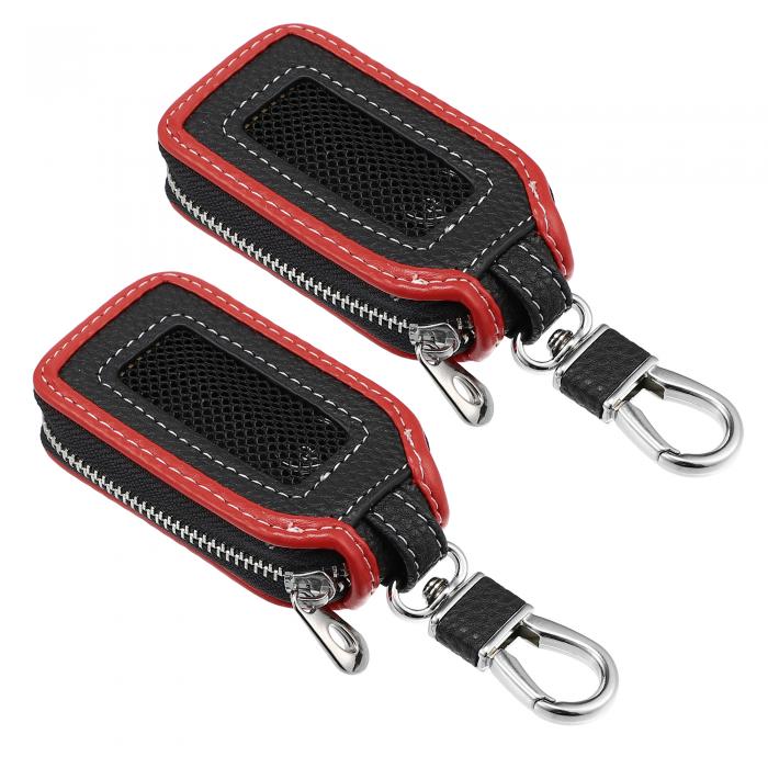 車のキーケース お小遣いホルダー フェイクレザージッパー 多機能 オートリモートキー用 お小遣いホル..