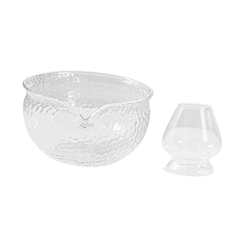 ガラス製抹茶セット ボウルと泡立て器ホルダー 注ぎ口付き プロ仕様