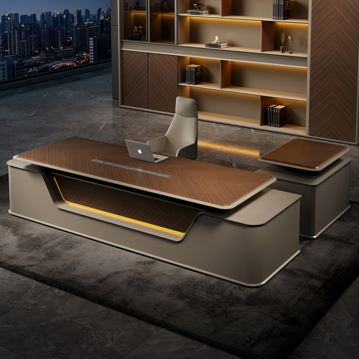 高級感のあるアンティークテーブルデスク主管テーブル高級な木目の大きなクラステーブル総裁経理テーブ..