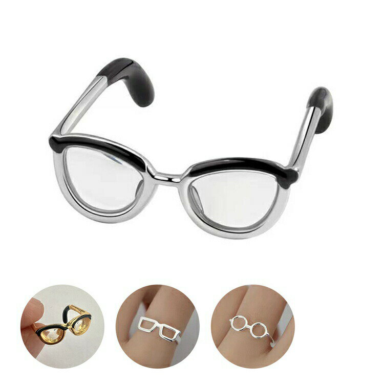 指輪 リング アクセサリー 眼鏡 モチーフ デザイン レディース 大人 おしゃれ 繊細 可愛い リング オープンリング シック かわいい ?国風 シンプル おしゃれ リング 誕生日 クリスマス プレゼント ギフト