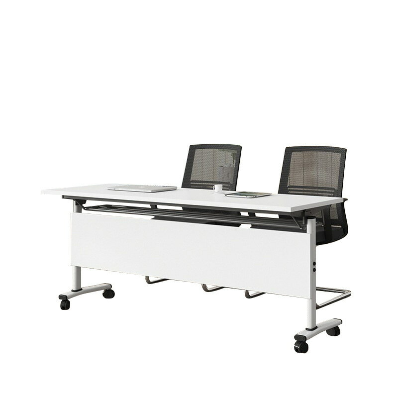 オフィスの会議机のシンプルな会議室の長いテーブル研修の現代的な仕事の台長い棒の小型の商談机と椅子..