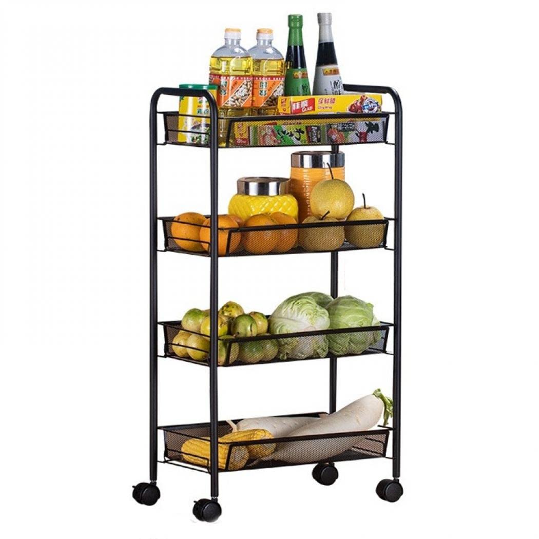 キャスターワゴン 収納ワゴン 折りたたみ 4段 スチール さび止め キッチンカート バスケットトローリー..