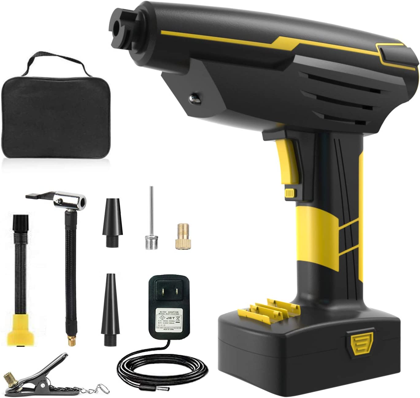 電動コンプレッサー エアポンプ 電動空気入れ 携帯ポンプ 2200mAh LCDデジタル表示 自動停止 コードレ..