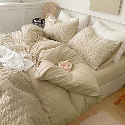 布団カバーセット シアサッカー生地 シングル ダブル 寝具カバーセット 3点セット 掛け布団カバー ボッ..