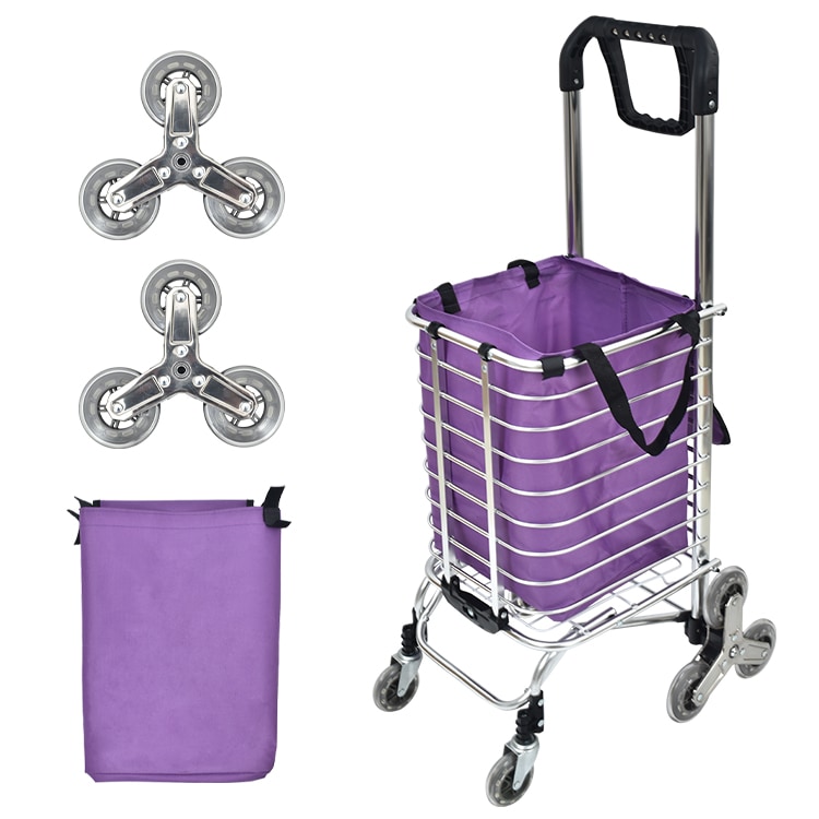 ワイヤーカート バック付き ショッピングカート キャリーカート 階段台車 2WAY仕様 35L 折りたたみ式 段差対応 アルミ製 買い物 ショッピング 運搬 高齢者 お年寄り階段 ny192