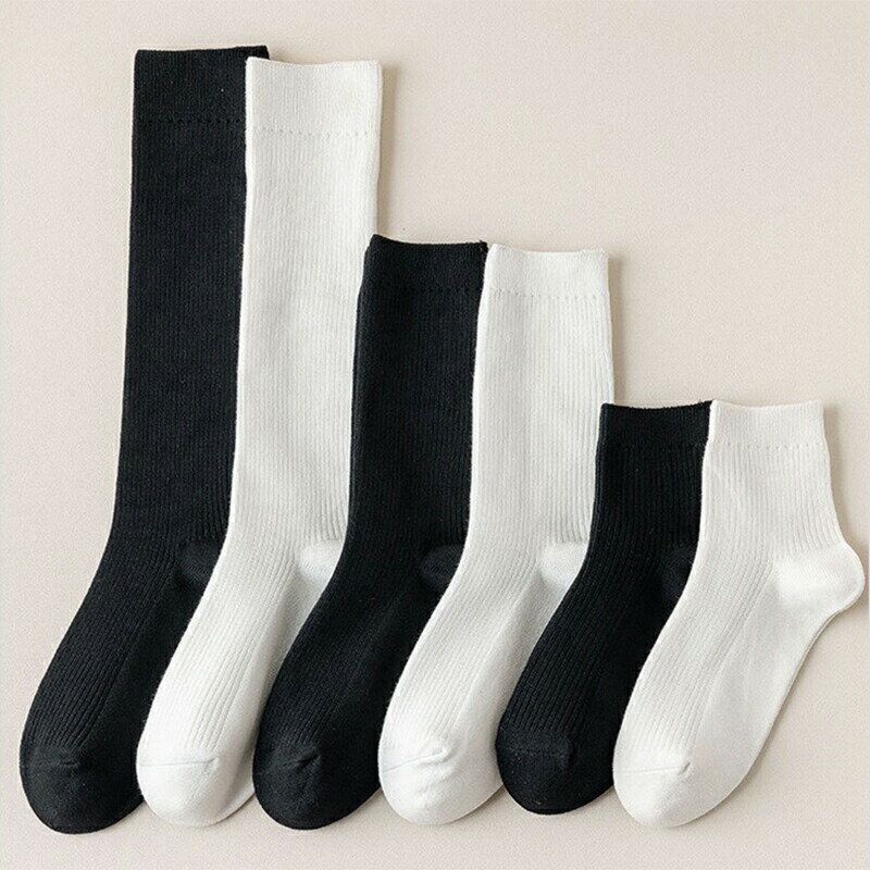 【送料無料】ハイ 美脚 スクールソックス 5足組 靴下 子供 綿 学生用高校生 中学生 小学生 ハイソックス スクール ホワイト ブラック 学校用 通学 制服 入学 選べる長さ