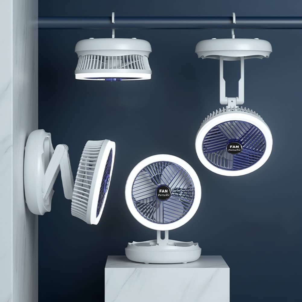 シーリングファンライト 折りたたみ式 微風・弱風・中風・強風 吊り下げリ 壁掛け 卓上 扇風機 ミニ デ..