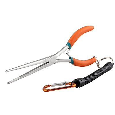 超ロング 先細ラジオペンチ 針はずしプライヤー 落下防止ストラップ付 針外しプライヤー ギザ付 ストレートタイプ ロングリーチ ミニチュアリードペンチ フィッシングプライヤー フィッシングツール 釣り具 ビーズ アクセサリー作り 手芸用品 ツール ハのサムネイル