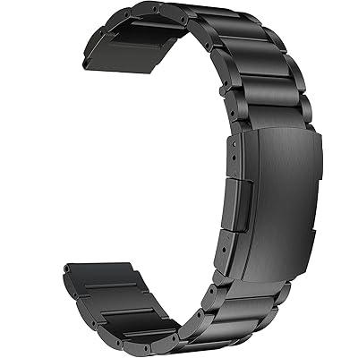 チタンバンド、20mm軽量ワンピースメタルリンクブレスレット、Samsung Galaxy Watch 7 FE 6 5 4,40/42/43/44/45/46/47mm,Huawei GT 4/3-41/42mmに対応 (黒)