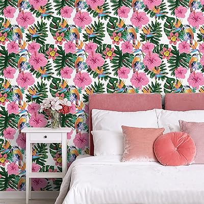 壁紙シール 剥がせる 花柄 花鳥植物 白 リメイクシート カッティングシート ダイノックシート 押入れシ..