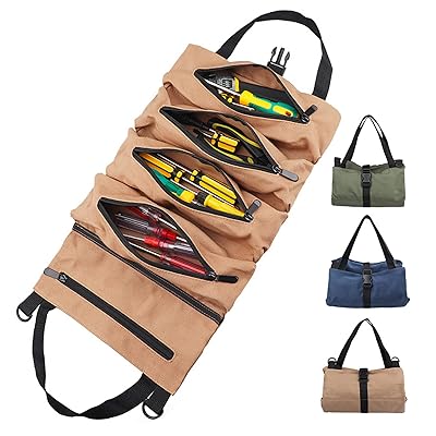 ツールバッグ 工具入れ 布 【5段ポケット式 】 折りたたみ可能 幅28cm コンパクト仕様 道具袋 耐久性 ..