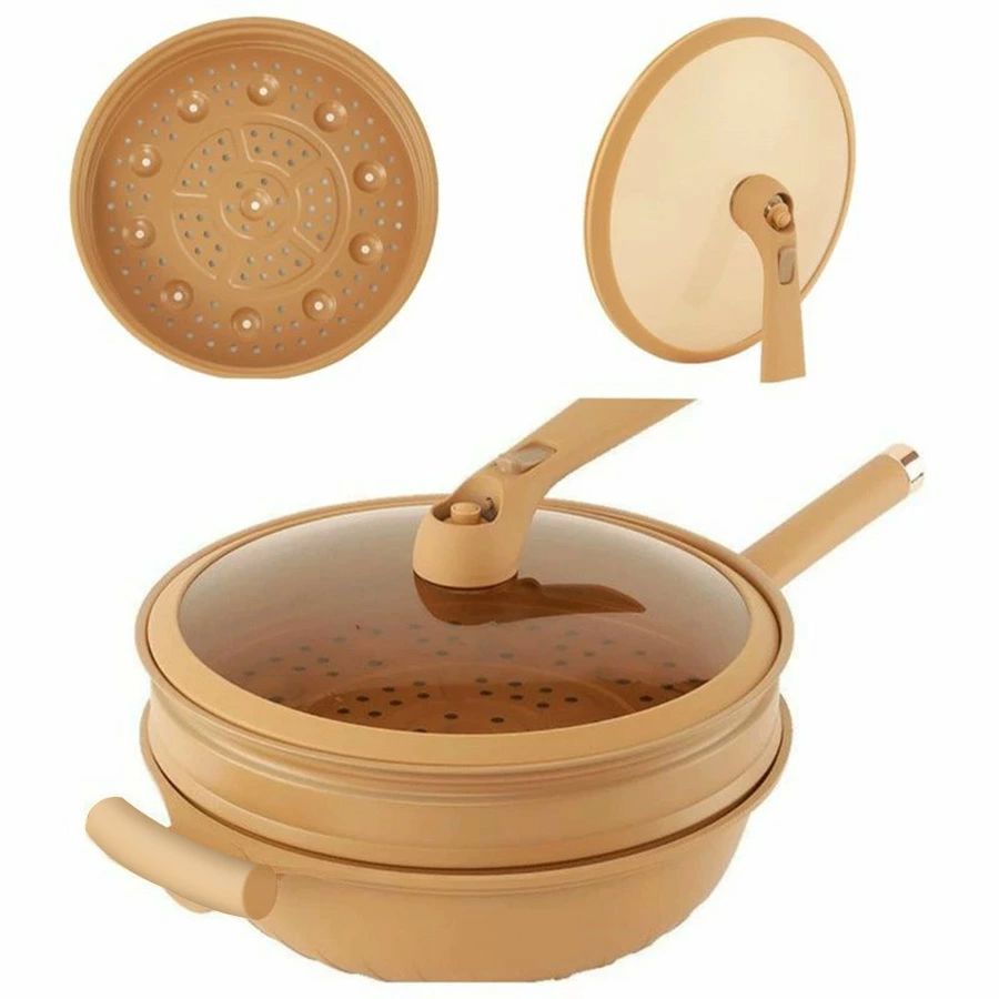 「動画あり」くっつかないフライパン 陶土くっつかないフライパン 天然陶土の微速煮込み フライパン く..