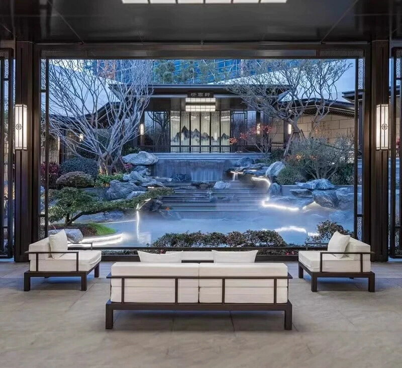 屋外の別荘金属の組み合わせのソファー庭の庭新中国式の庭園のソファーホテルと民宿の屋外のソファーです