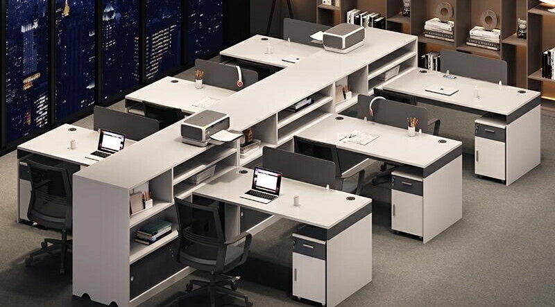 財務机员位スマート現代机・マウント事務所のデュエット物静か四人位職員テーブル