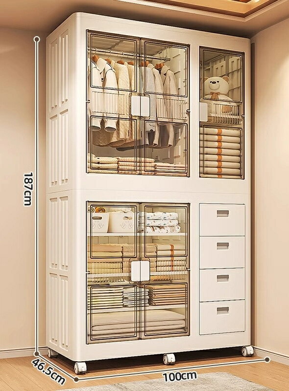 リビングの収納キャビネットの大容量のロッカーベランダのおもちゃの服の新しいモデルの折り畳みの高い..