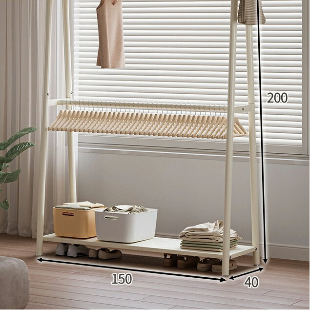 帽子掛けハンガー床に落ちた寝室用クリーム風二重ハンガー簡易物干し室内衣類棚