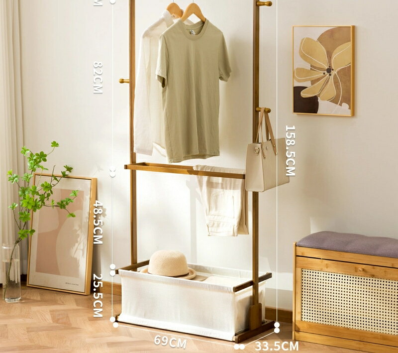物干し寝室家庭用物干し移動物干し竿楠竹衣帽子棚棚部屋収納物干し物干し