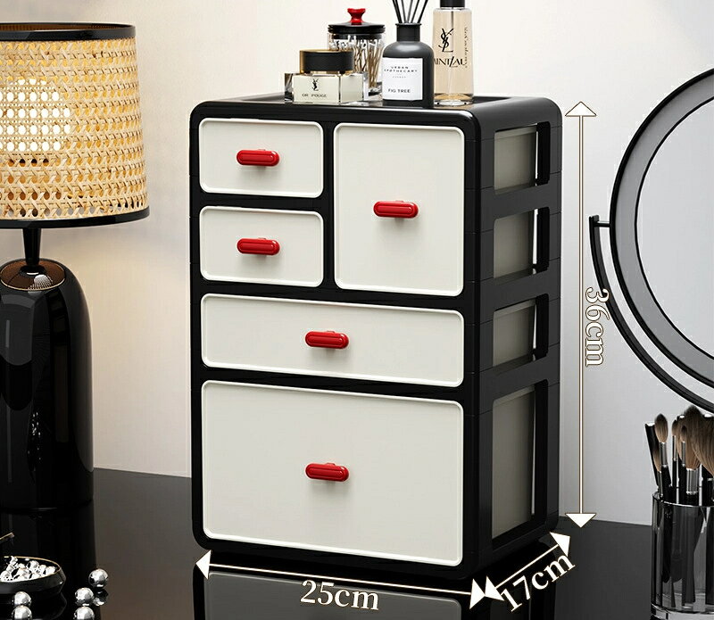 クリーム風化粧品アクセサリー収納キャビネットデスクドレッサー引き出し式整理箱ラグジュアリーなレト..