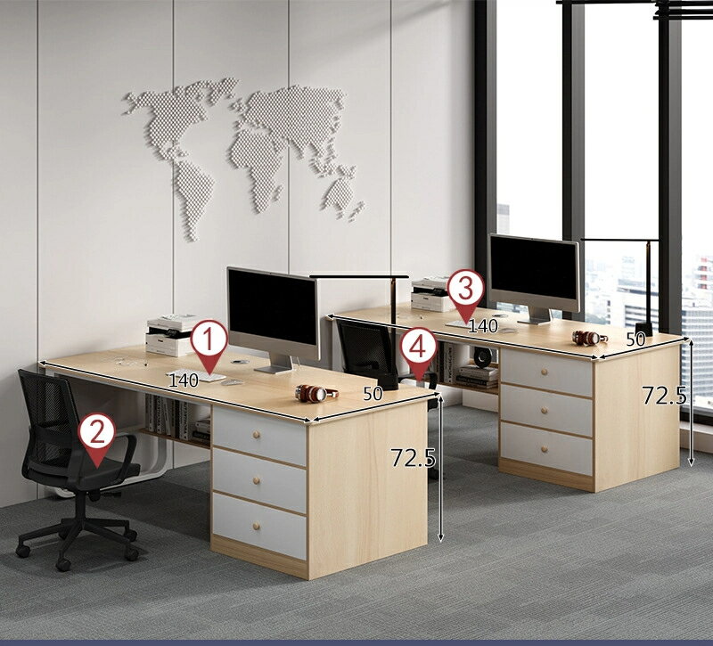 シンプルな現代的なオフィスの職員机机の組み合わせ多人机と椅子一人用の机簡易デスクトップパソコンデ..