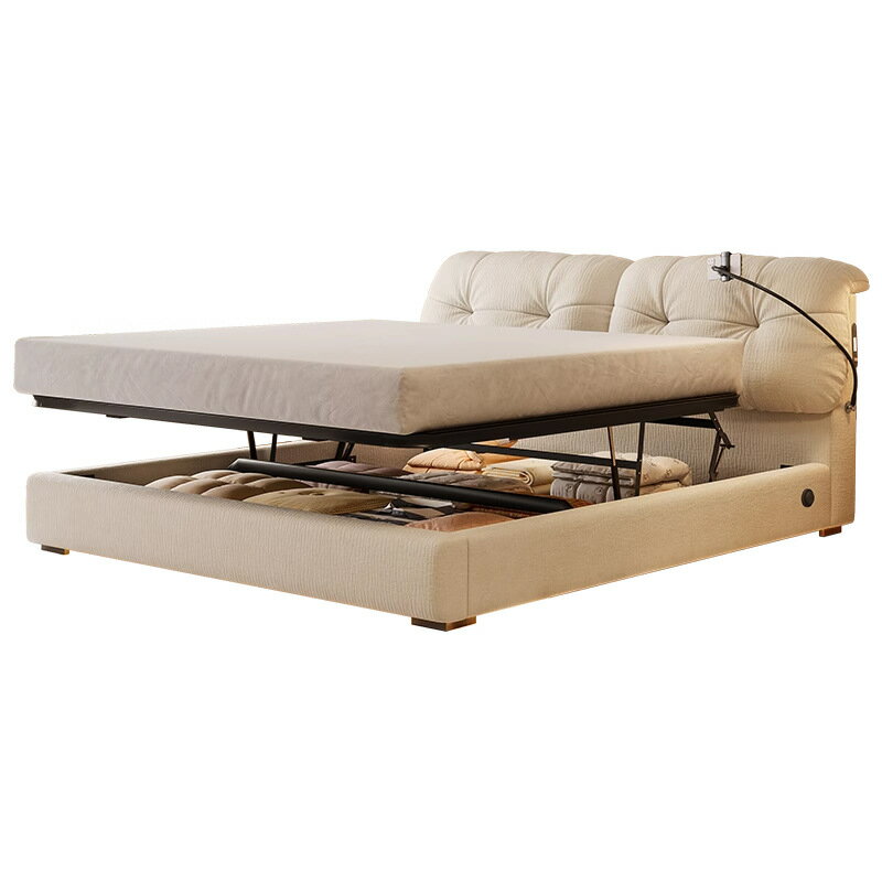 クリーム風雲ドーシェニール布ベッドソフトバッグメインベッドシフトロッカーボディ収納引き出しベッド