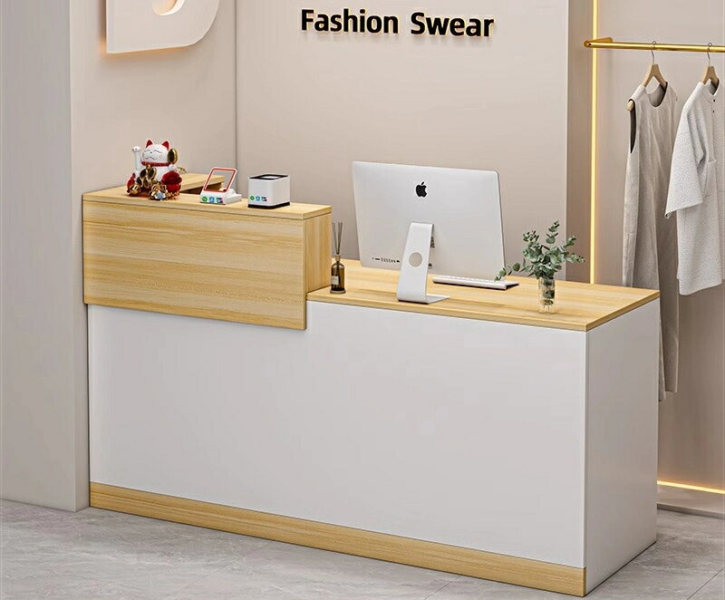 レジ現代スマート小型店舗網の赤いブティックフロントカウンターう卓上理髪・美容受付台