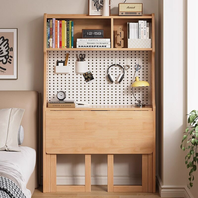 無垢材の折りたたみ机寝室机の小さい坪型伸縮するパソコン机学生家庭用の穴があります