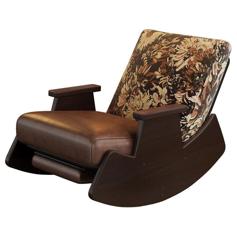 無垢材の復古のロッキングチェアバルコニーリクライニングチェア怠け者のソファーチェア家庭用のリビングルーム大人の逍遥椅子一人用のロッキングチェア