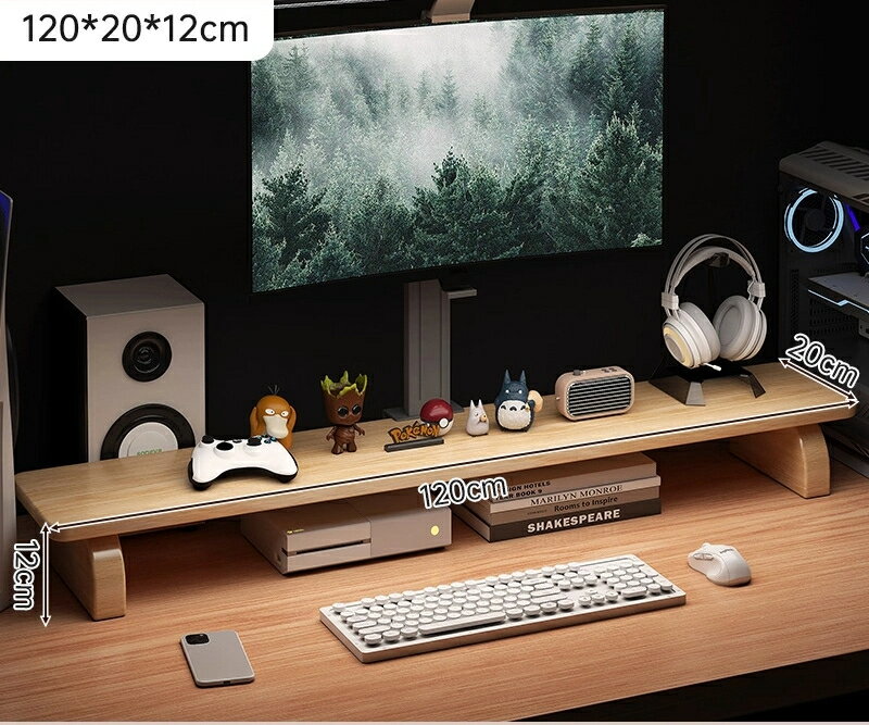 ディスプレイ増高架無垢材コンピュータ表示スクリーン台台式橋脚デスクトップテーブル棚棚物を掛けます