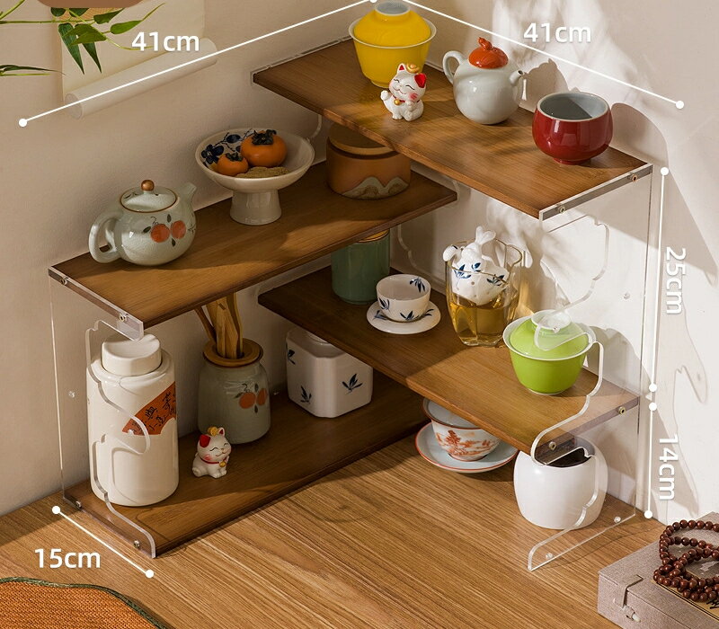 デスクトップ博古架デスクトップ茶卓茶器棚小型茶簞笥ティーカップティーポット収納陳列棚