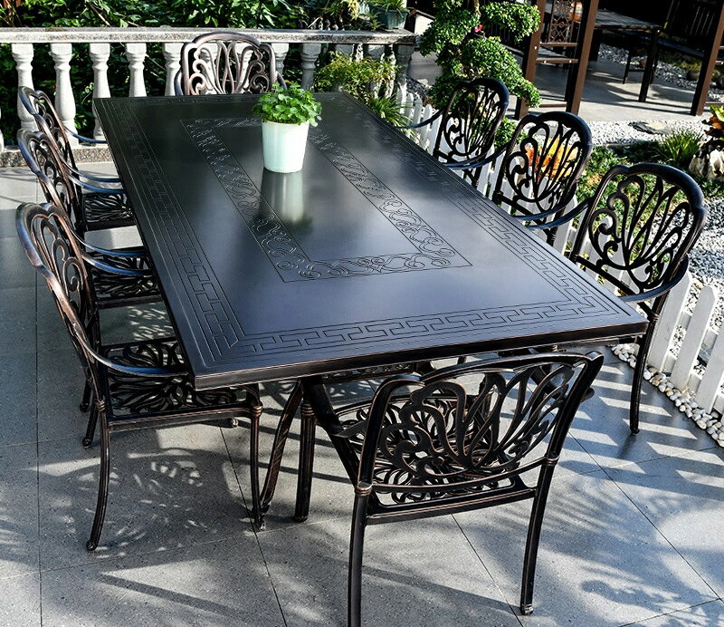 屋外のテーブルと椅子アルミ鋳造ガーデン屋外の椅子のレジャーのバルコニー鉄芸のテーブルの庭の組み合..