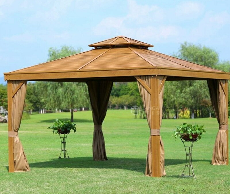 屋外の別荘の庭園のあずまやレジャーの庭の庭の庭の庭の日よけの屋根網紅景区の大型の金属あずまや