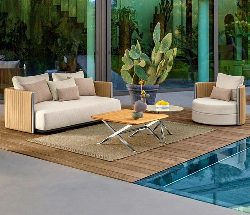 イタリア式屋外ソファ越境工場ホテル民宿レジャー屋外家具別荘庭縄編みガーデンソファ