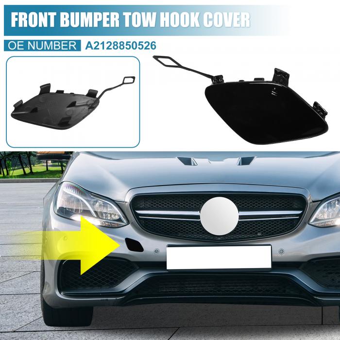 車のフロント右バンパー牽引フックカバー 番号A2128850526 Mercedesに対応Benzに対応 E250に対応 2014-2015 ブライトブラック