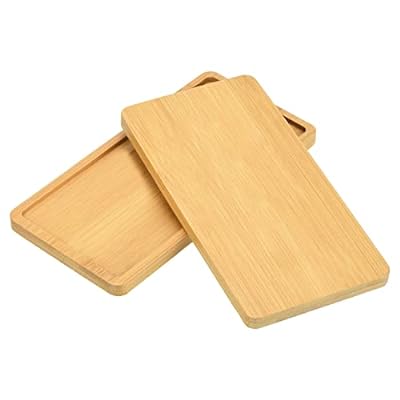 植木鉢受け皿 17.6 x 9 cm 2個 竹 長方形 フラワードリップトレイ 家庭 屋内用