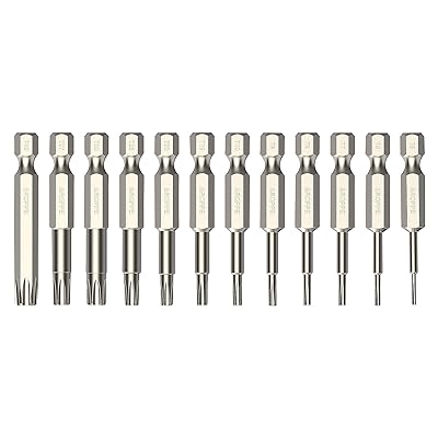 Rakuten - 12本組 トルクスビット 六角軸 50mm トルクスドライバービット トルクスネジ用 6.35mmシャンク 磁気スクリュードライバビット 中空トルクスネジ用ビット S2鋼製 T5-T40 (50mm)