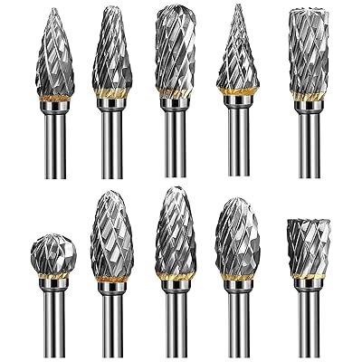 超硬バー リューター ビット 10種類(3mm 軸 刃幅6mm) タングステンバー ミニルーター ビット 超硬ドリルビット 超硬カッター 木工 穴あけ 彫刻 バリ取り 研磨用 10本セット(4.0)