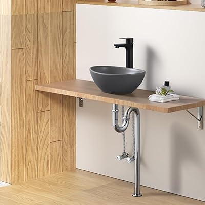 Rakuten - 楕円形 洗面ボウル 手洗い器 手洗いボウルセット 340x270x130mm グレー