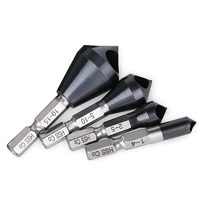 Rakuten - 4本 面取りカッター 面取りドリル バリ取りビット 面取り 六角軸 サイズ 1-4mm、2-5mm、5-10mm、10-15mm コバルトハイス鋼 HSS-CO M35