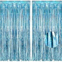 2個セット タッセルカーテン キラキラ 背景 明るい光沢 誕生日 飾り付け 100cm*250cm 誕生日 飾り カーテン birthday decorations パーティー デコレーション party decoration (ブルー)