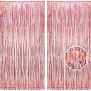 2個セット タッセルカーテン キラキラ 背景 明るい光沢 誕生日 飾り付け 100cm*250cm 誕生日 飾り カーテン birthday decorations パーティー デコレーション party decoration (ローズゴールド)