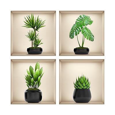 乐天商城 - ウォールステッカー おしゃれ 植物 植木鉢 インテリア 観葉植物 多肉植物 緑 景色 北欧 壁紙シール はがせる 壁に貼るステッカー リビング ベッドルーム 壁飾り 防水 ウォールすてっかー 剥