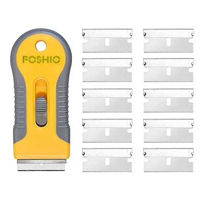 車プラスチックスクレーパー はがしヘラリムーバー 10個交換可能炭鋼ブレード付き シール・ステッカー..