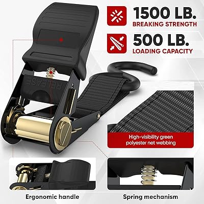 ラッシングベルト ラチェット式ベルト 荷締めベルト 荷物固定ベルト 5m 黒 ラッシ...