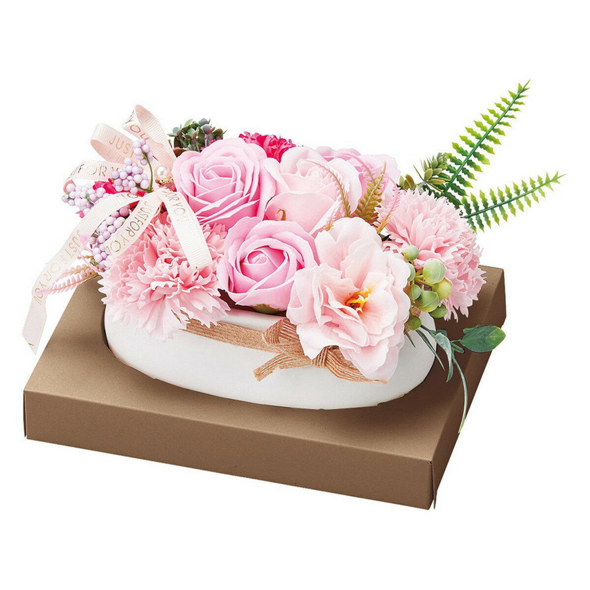 【ソープフラワー】松野ホビー/オーバル陶器シャボンアレンジ ピンク/GM-4834【01】[6個] プリザーブドフラワー フレグランスソープフラワー ソープフラワー完成品