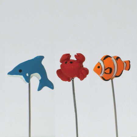 azi-azi/ミニピック　イルカ／カニ／クマノミ（3種セット）　/PK-114【01】[3個] ガーデニング・園芸用..