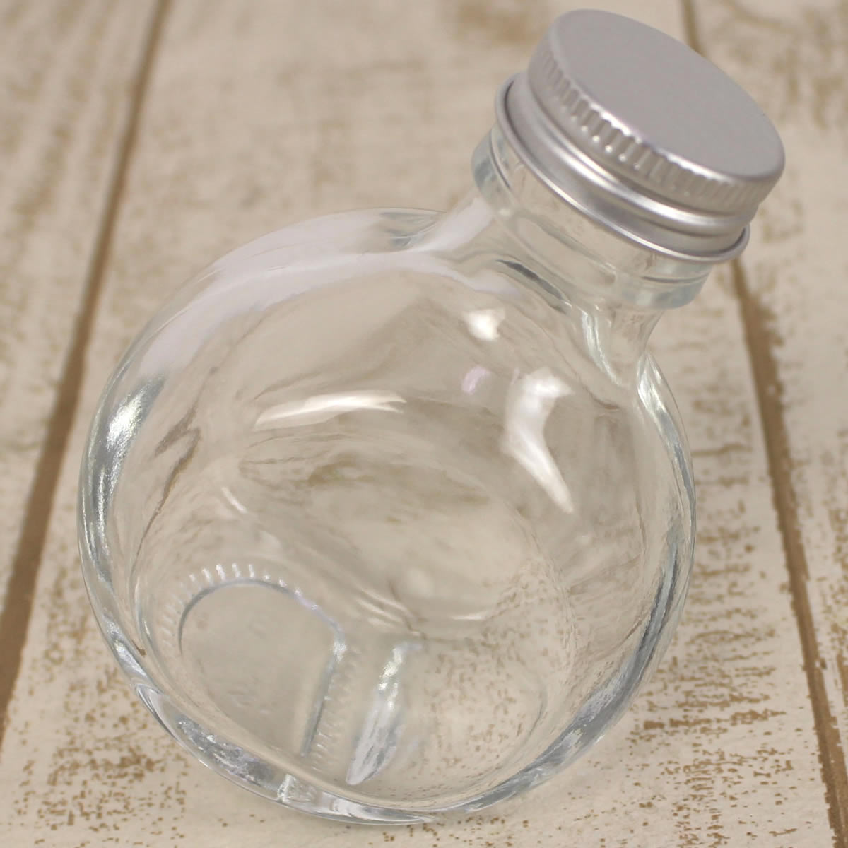 ハーバリウム瓶 フラット 100ml アルミキャップ付 キャップ色：シルバー 【10】【取寄】 ハーバリウム 瓶・ボトル ガラス瓶