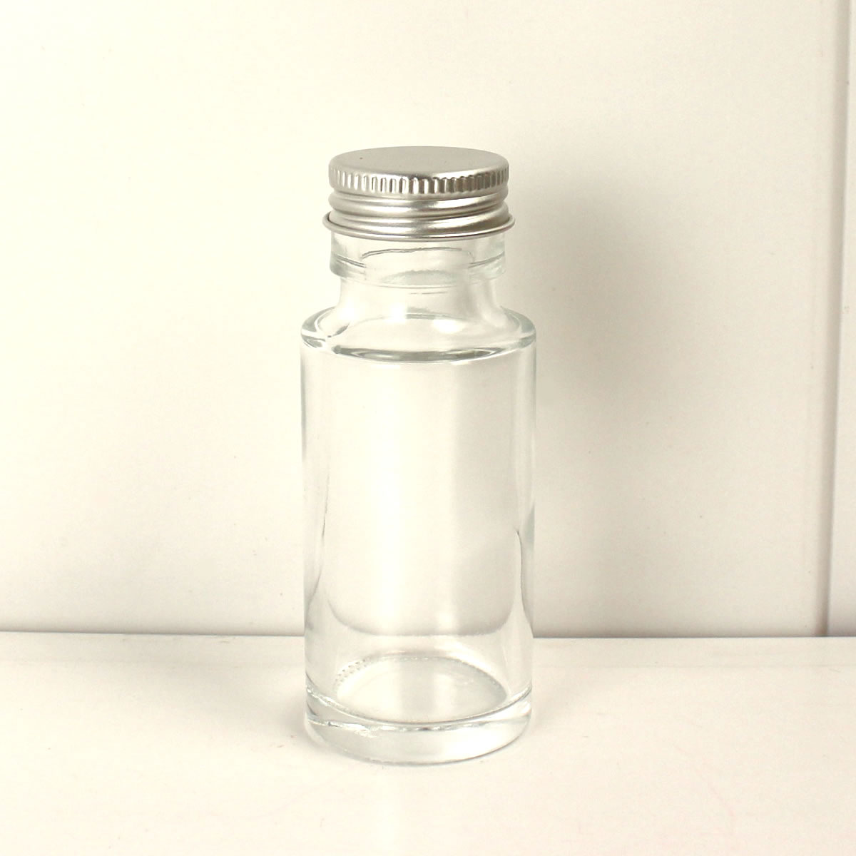 ハーバリウム瓶 (丸)50ml アルミキャップ付「キャップ色：シルバー」【10】【取寄】 ハーバリウム 瓶・ボトル ガラス瓶